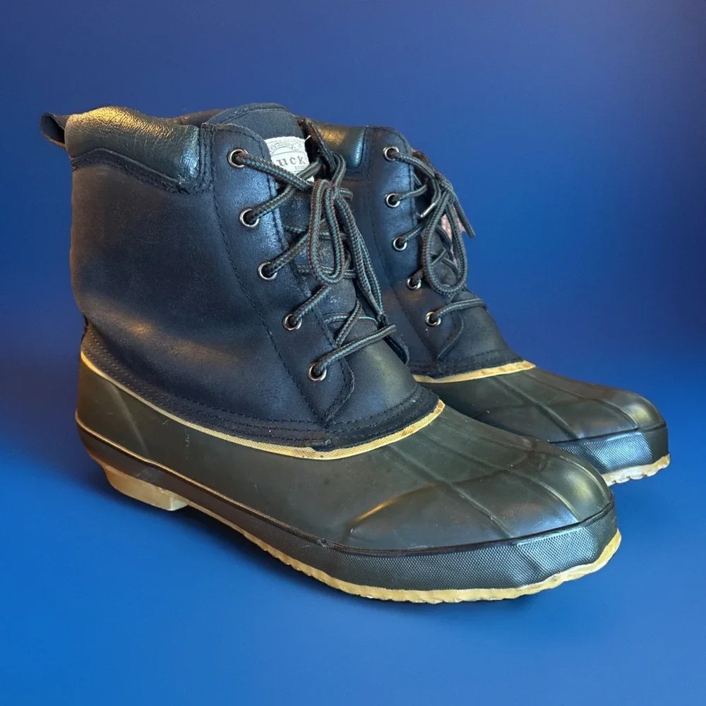 Green Duck Hiking Snow Boots Sz 12 Vintage 1970s Green/Black Excellent Condition